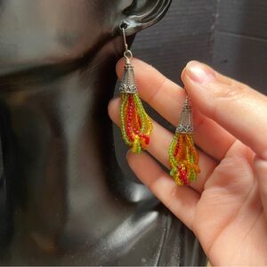 Sterling silver multicolor dangle drop 2.5 inch earrings